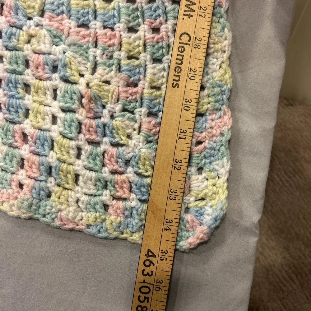 Hand Made Crochet‎ Pastel Baby Blanket 34 X 34 inches